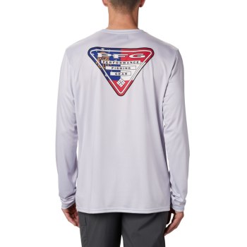 Columbia PFG Terminal Tackle State Triangle Long Sleeve Big, Sudaderas Grises Para Hombre | 413968-K